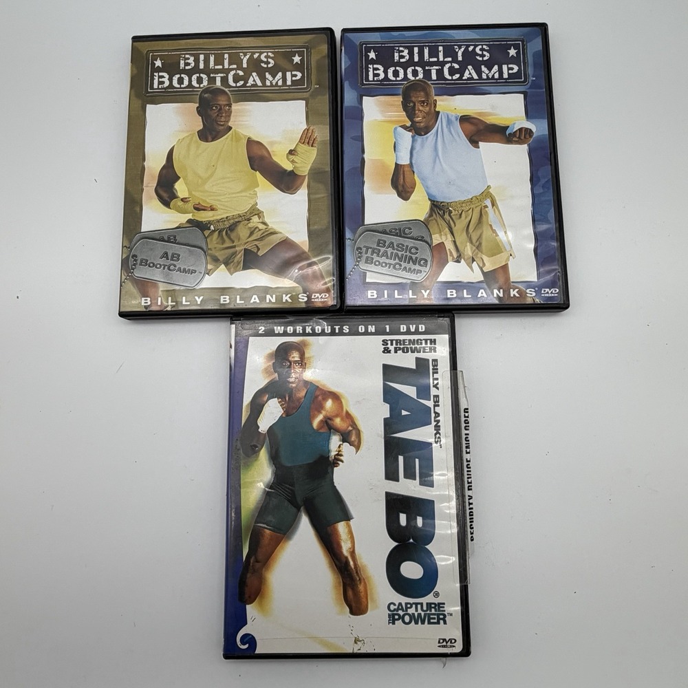 Billy Blanks Tae Bo DVD Lot 3 Bootcamp Basic Training AB Strength Power Workout